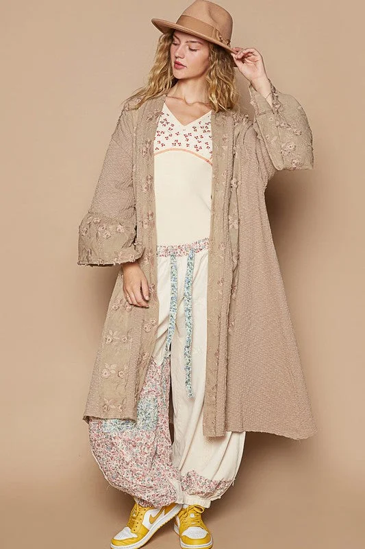 Special Offer fashionable fitness sweatshirtPOL Flower Lace Trim Open Front Longline Cardigan Special Offer fashionable fitness sweatshirtPOL Flower Lace Trim Open Front Longline Cardigan