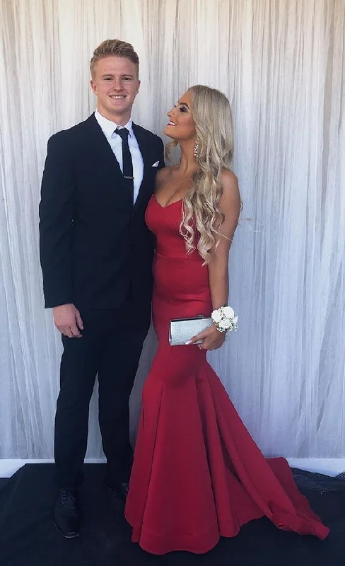 Price Drop casual day dressGorgeous Mermaid Red Formal Evening Dress Red Long Prom Dress Y159