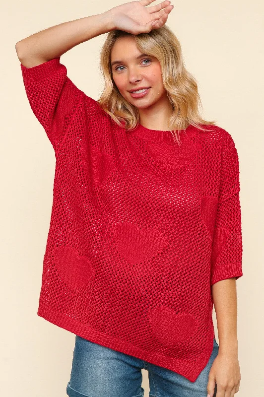 Final Markdown casual trench coatRED HEART NETTED CROCHET SWEATER KNIT TOP