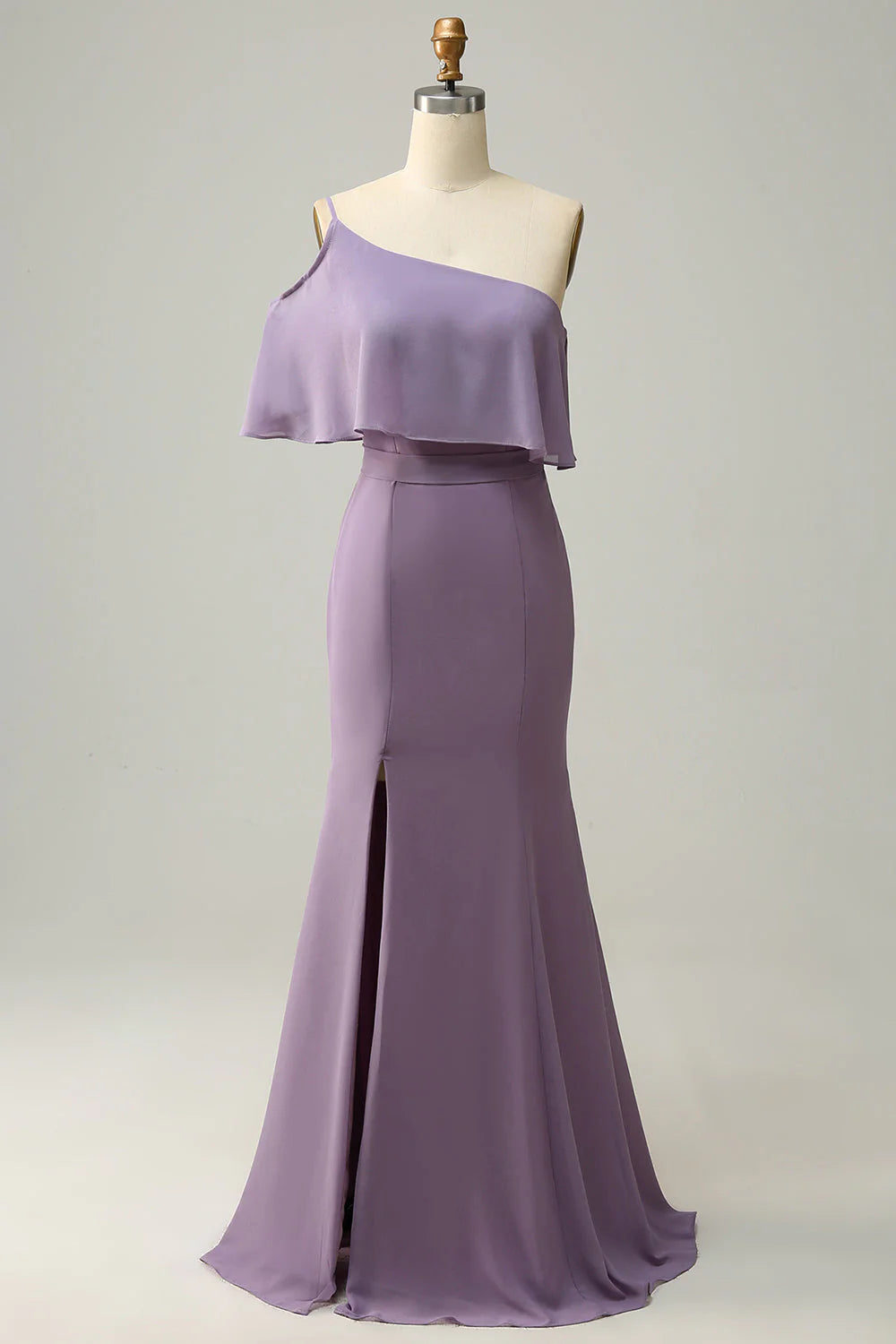 Huge Discounts minimalistic dressElegant Trumpet One Shoulder Sleeveless With Side Slit Bridesmaid Dress