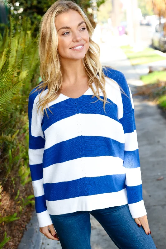 Super Sale urban casual coatRoyal Stripe Sweater
