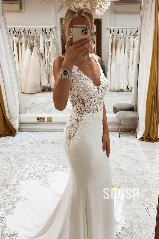 Epic Deals elegant dressAttractive V-neck Lace Appliques Bohemian Wedding Dress QW2626