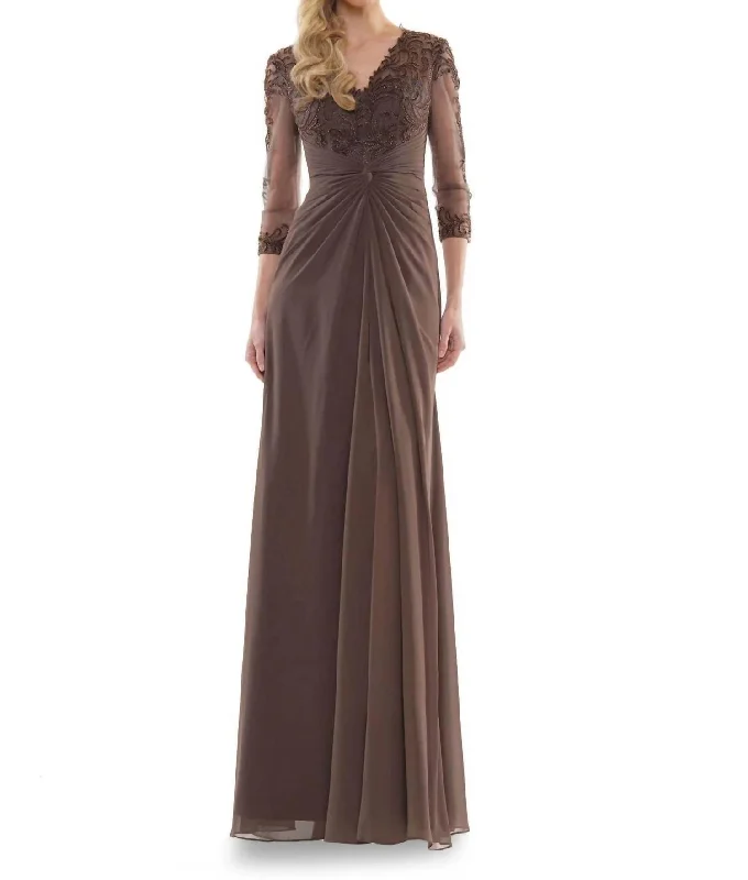 Value Deals one-shoulder dressTwist Waist Gown In Dark Taupe