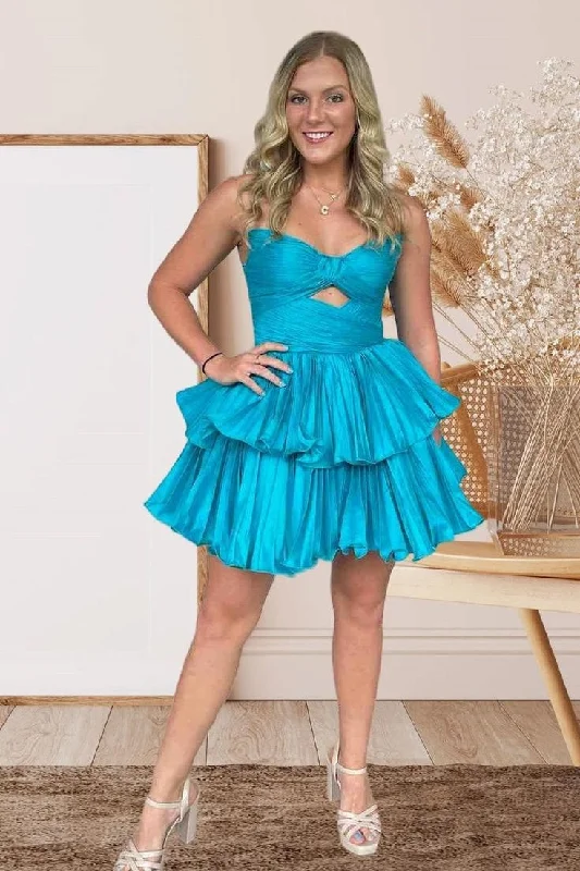 Savings Alert flowy dressSatin A-Line Strapless Empire Chic Homecoming Dress