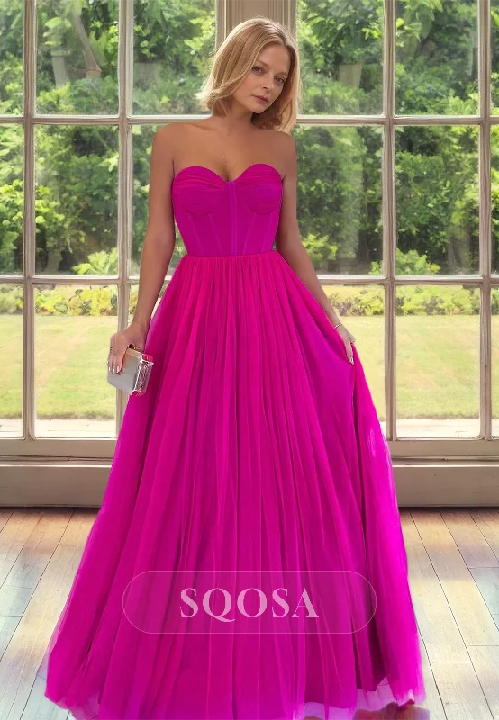 Friends and Family Sale velvet dressSweetheart Sleeveless Pleated Cocktail Gowns Sleeveless Floor-Length Tulle Mother of the Bride Dress