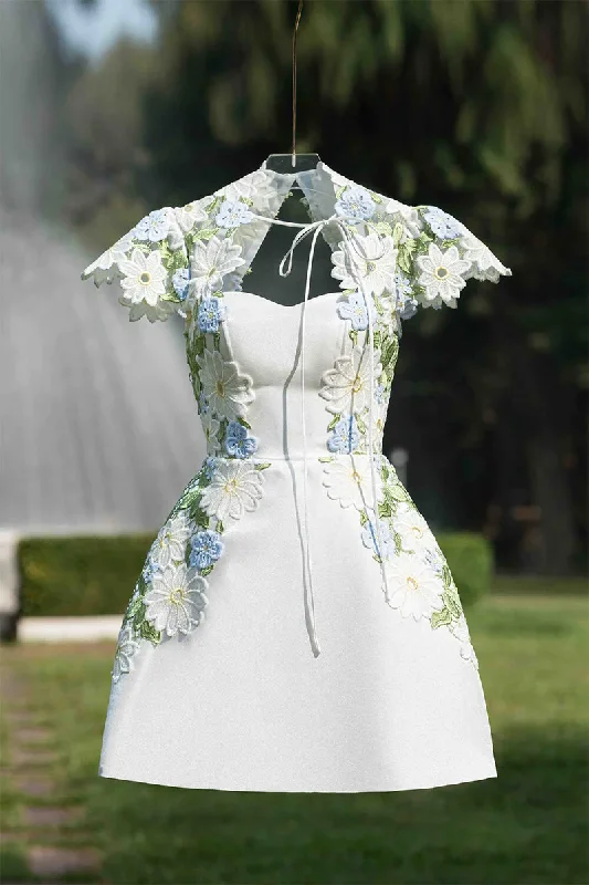 Overstock Sale flowy maxi dressA-line Short Sleeved Mini Homecoming Dress  Y2740