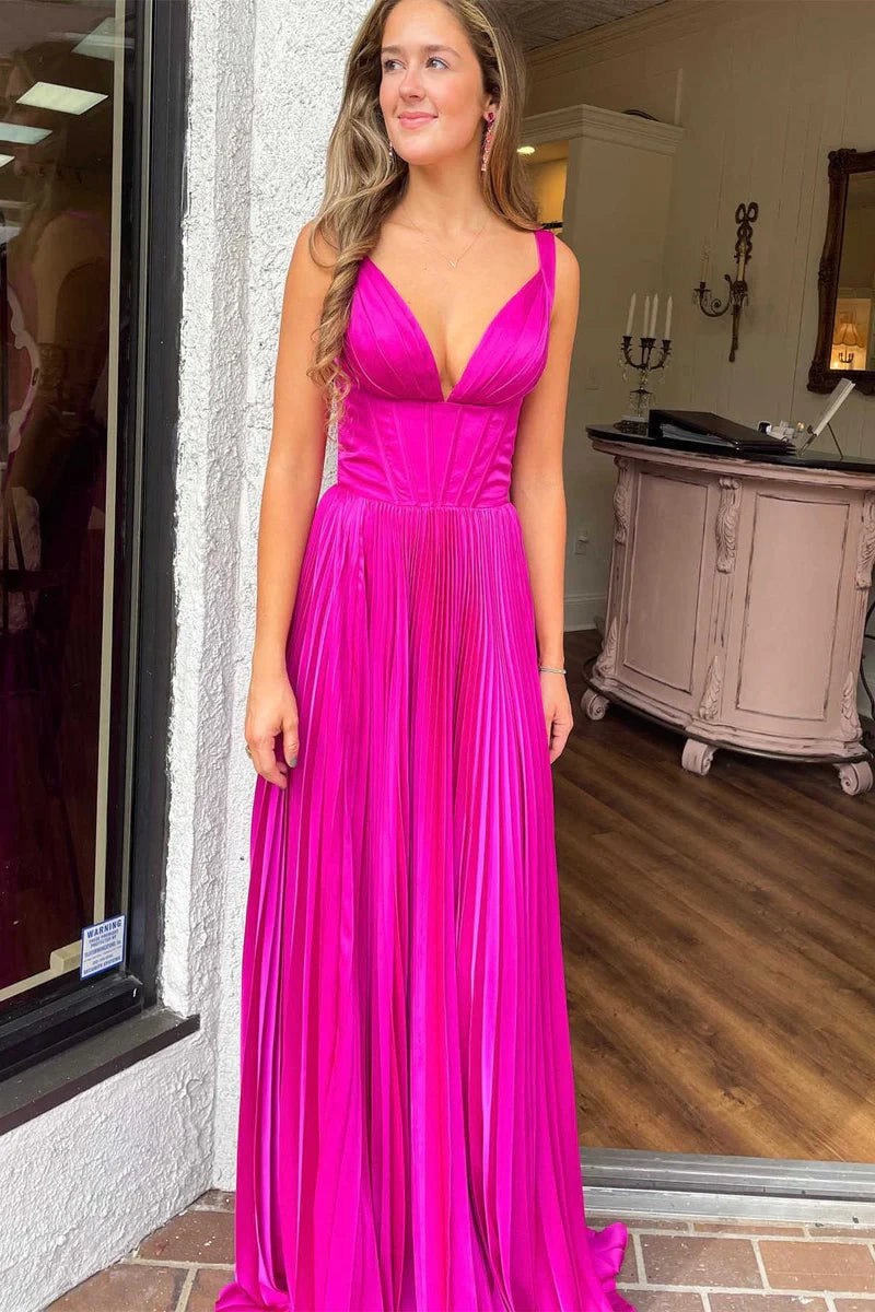Instant Savings comfy dressSatin A-Line V-Neck Sleeveless Empire Party Prom Dress