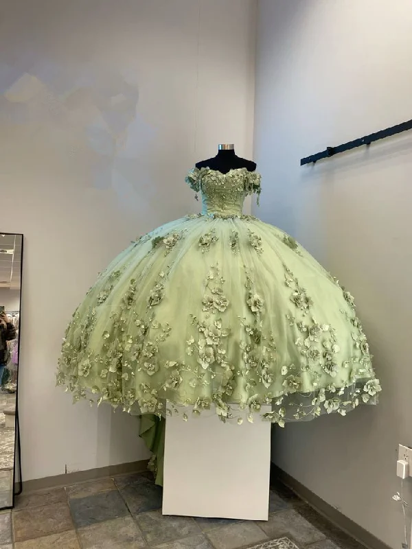 Don’t Miss Out casual summer dressGreen Quinceanera Dresses 3D Flowers Applique Ball Gown Sweet 16 Dress  Y2984