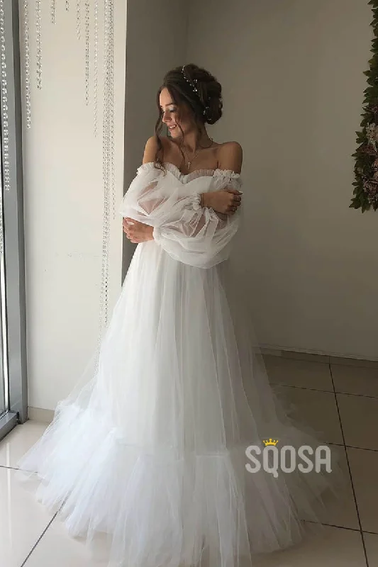 Price Drop Alert pleated maxi dressA-line Chic Off-the-Shoulder Long Sleeves Rustic Wedding Dress Bridal Gown QW2160 Price Drop Alert pleated maxi dressA-line Chic Off-the-Shoulder Long Sleeves Rustic Wedding Dress Bridal Gown QW2160