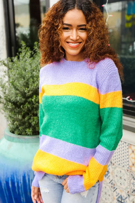 Buy Now cozy winter coatPlus Mardi Gras Multi Stripe Sweater