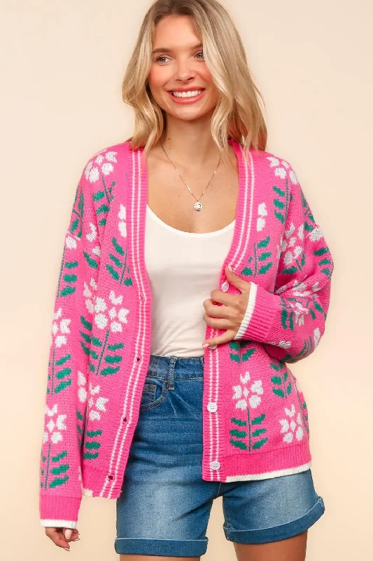 Super Savings vintage trench coatFLORAL JACQUARD OVERSIZED SWEATER CARDIGAN