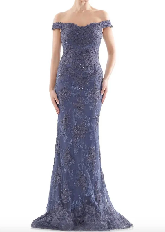 Closeout Sale pleated dressRd2711 In Slate Blue