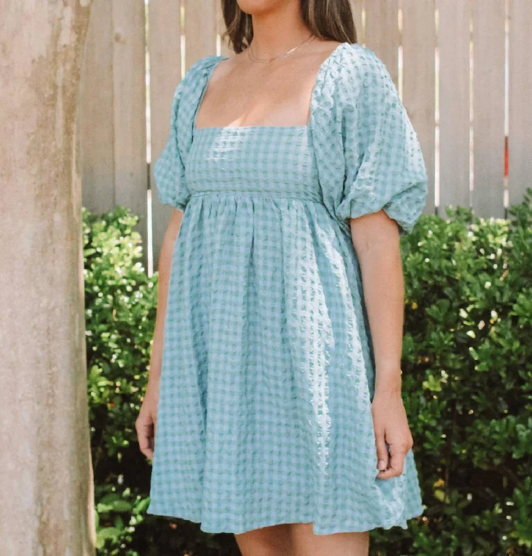 Instant Discount high-waisted dressVirginia Mini Dress in Blue And Green