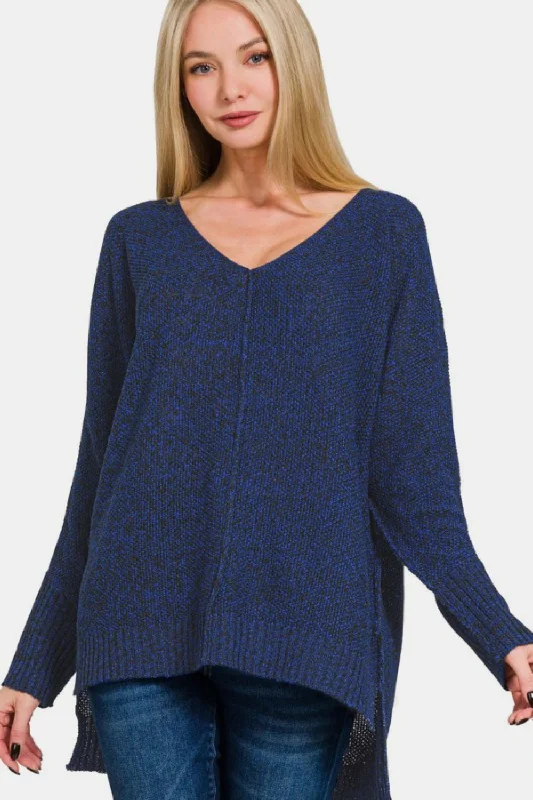 Today’s Special activewear hoodieZenana High-Low Center Seam V-Neck Sweater