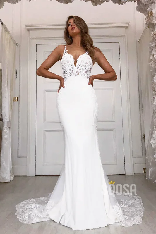 New Deals off-the-shoulder dressSheath/Column Wedding Dress Chic Lace Appliques Bohemian Wedding Gowns QW2109