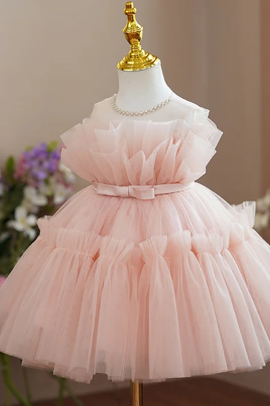 Deal of the Day flowy dressChic Bateau Tiered Tulle Pink Flower Girl Dress Cute First Communion Dress QF1043 Deal of the Day flowy dressChic Bateau Tiered Tulle Pink Flower Girl Dress Cute First Communion Dress QF1043