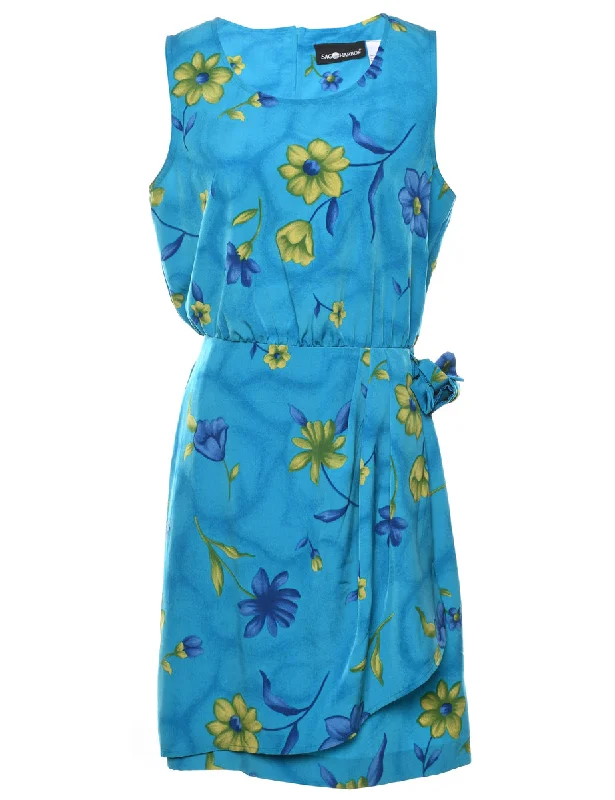 Last Chance cozy wool-blend coatAqua Blue Floral Print Wrap Dress - M