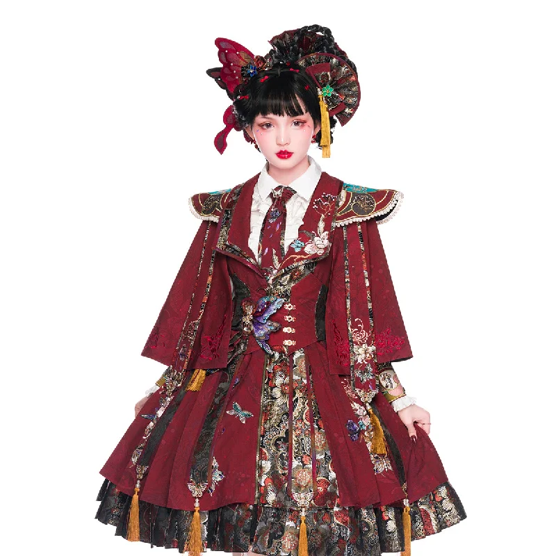 Online Specials cocktail dressYoupairui~Qi Lolita Tea Party Red Jumper Dress