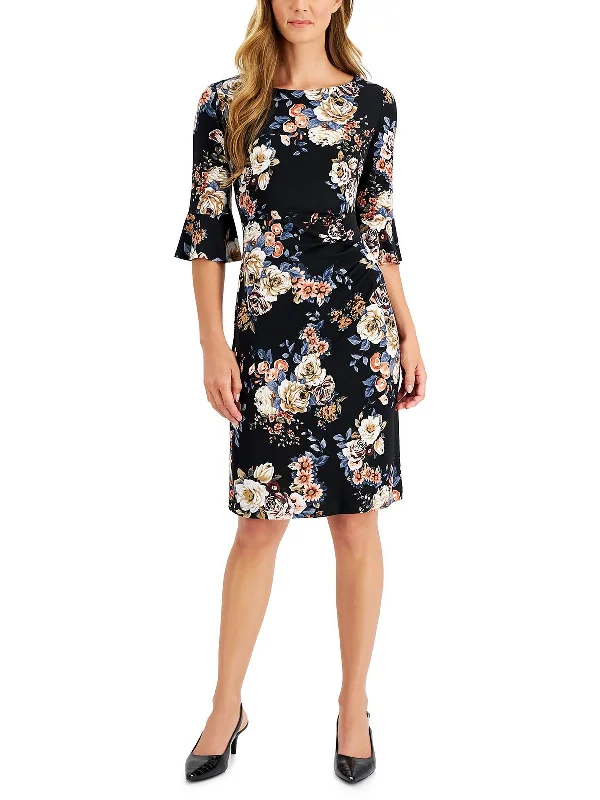 Bargain Bin ruffle dressPetites Womens Pleated Midi Sheath Dress
