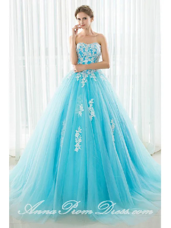 Deal Frenzy Long Prom Dresses Sweetheart Sweep Train Appliques Beautiful Prom Dress Sexy Evening Dress JKL588