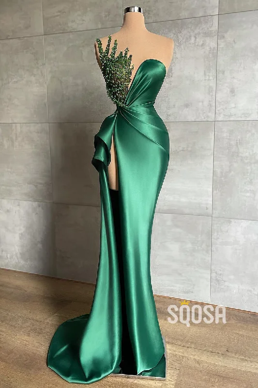 Flash Deals wool dressSheath/Column Evening Dress Green Lace V-neck Long Prom Dress QP1378