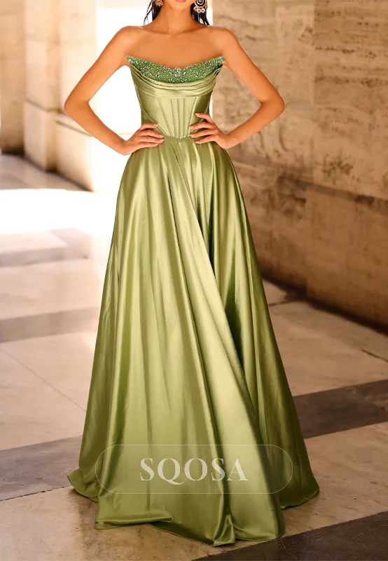 Incredible Offers knit dressA-Line Bateau Strapless Beaded Party Prom Evening Dress QP3553