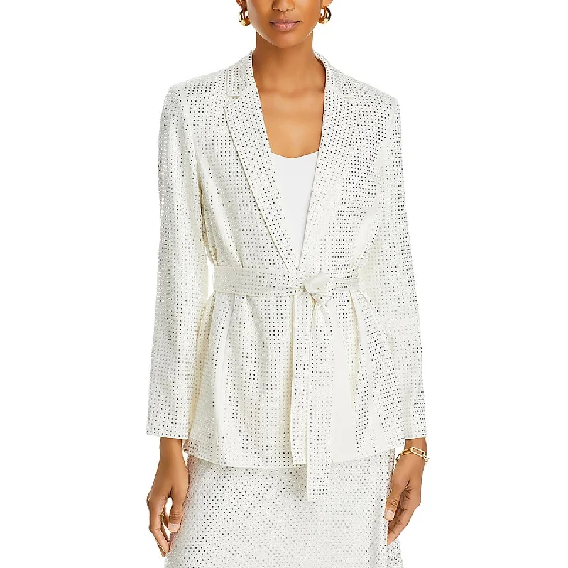 Seasonal Clearance faux fur coatWomens Rhinestone Belted Open Front