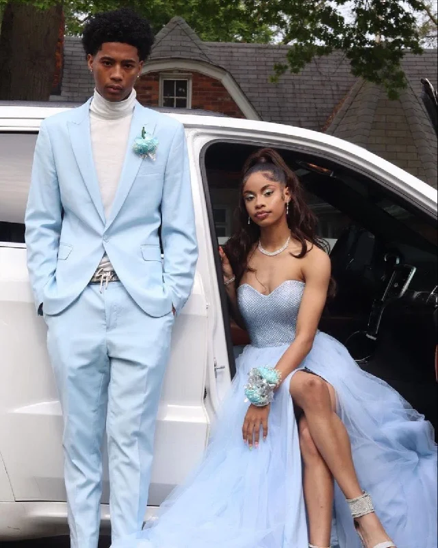 Referral Discount romantic dressBlue Sweetheart Tulle Long Prom Dress,Blue Formal Gown Y2636