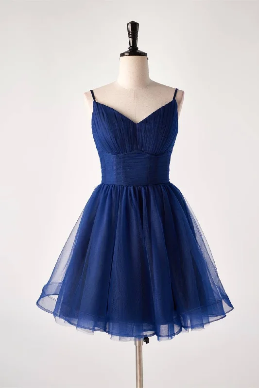 Mega Sale winter dressSweetheart A-line Straps Appliques Tulle Homecoming Dress