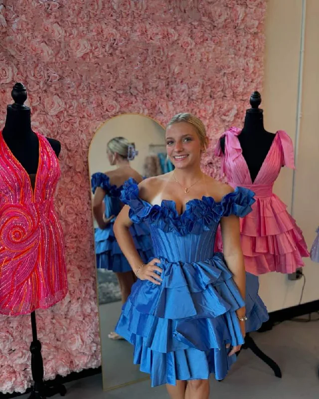 Price Slash spaghetti strap dressBlue Off-the-shoulder A-line Satin Appliques Mini Homecoming Dress Price Slash spaghetti strap dressBlue Off-the-shoulder A-line Satin Appliques Mini Homecoming Dress