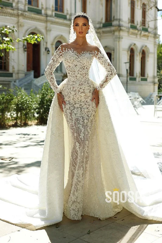 Sneak Peek Sale oversized dressOff-Shoulder Applique Long Sleeves Court Train Wedding Dress Bridal Gowns QW8047 Sneak Peek Sale oversized dressOff-Shoulder Applique Long Sleeves Court Train Wedding Dress Bridal Gowns QW8047