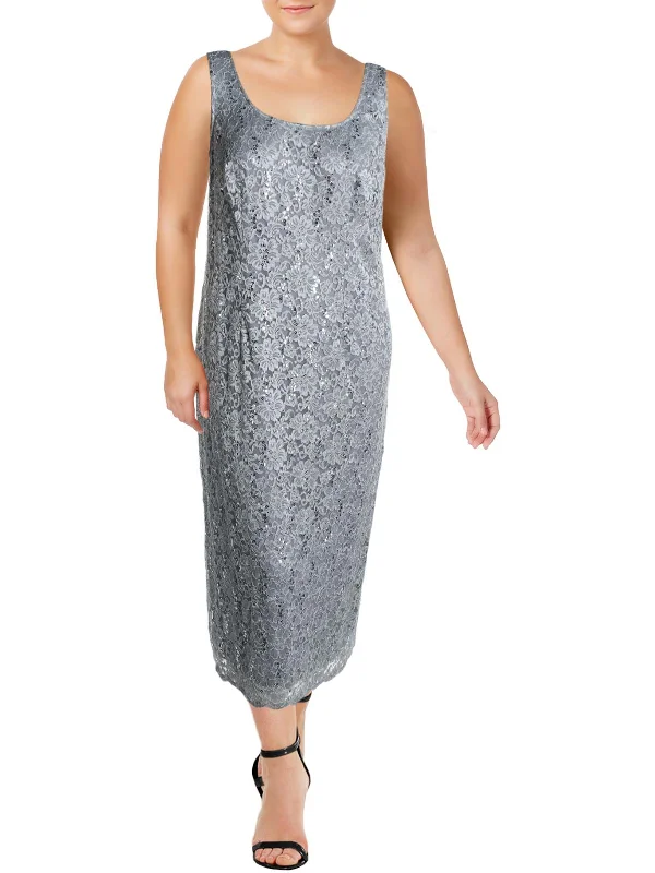 Huge Savings midi dressPlus Womens Lace Sleeveless Evening Dress