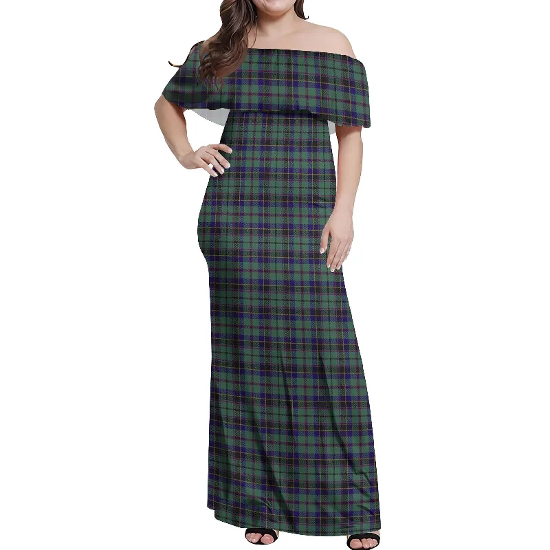 Referral Discount Stephenson (Stevenson) Tartan Off Shoulder Long Dress