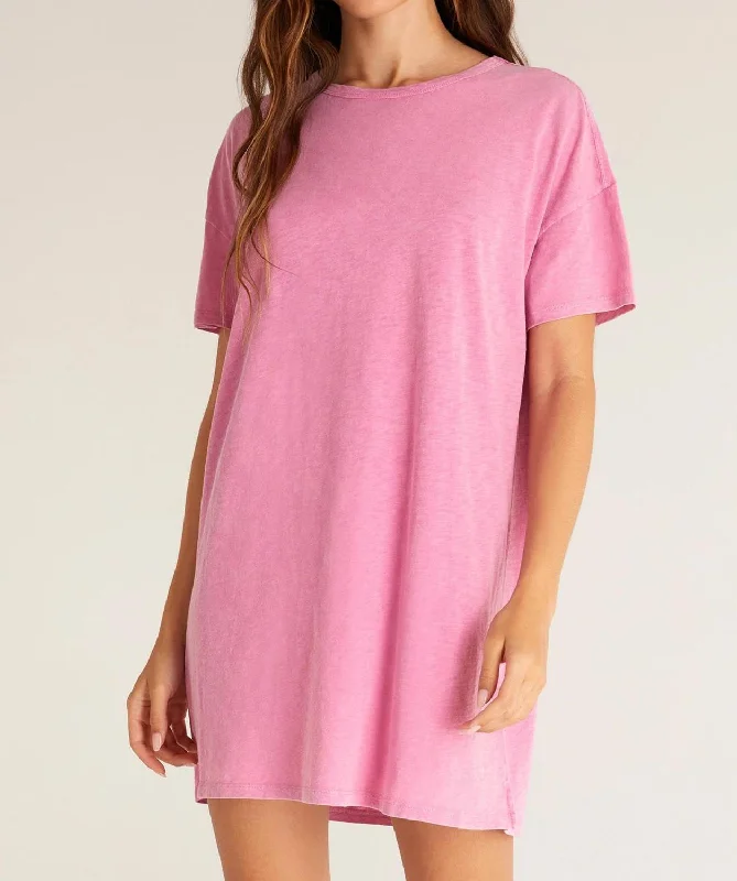 Super Sale ruched dressRelaxed T-Shirt Dress in Orchid Pink