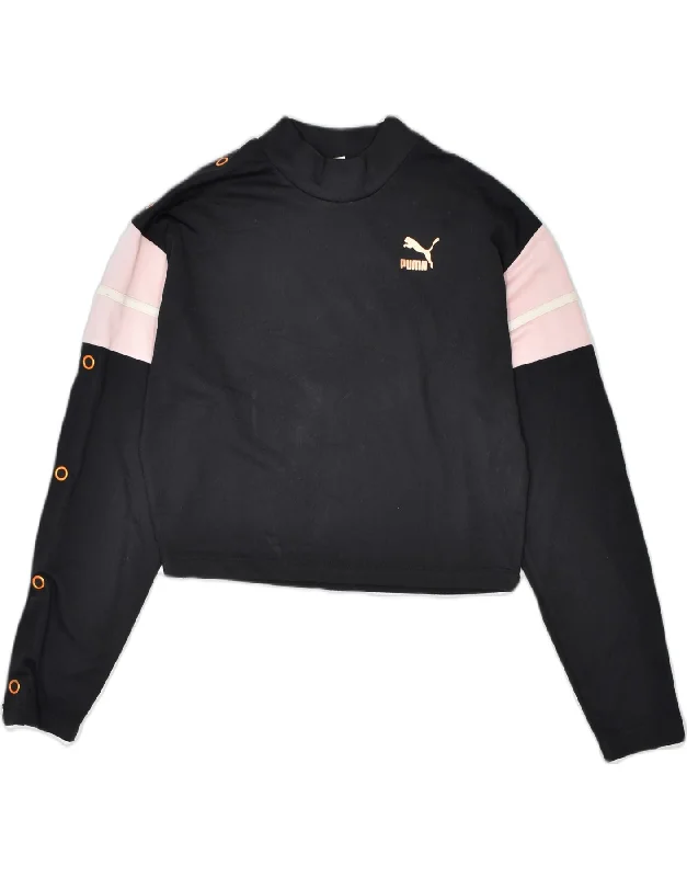 Closeout stylish hoodiePUMA Womens Oversized Crop Sweatshirt Jumper UK 10 Small Black Colourblock Closeout stylish hoodiePUMA Womens Oversized Crop Sweatshirt Jumper UK 10 Small Black Colourblock