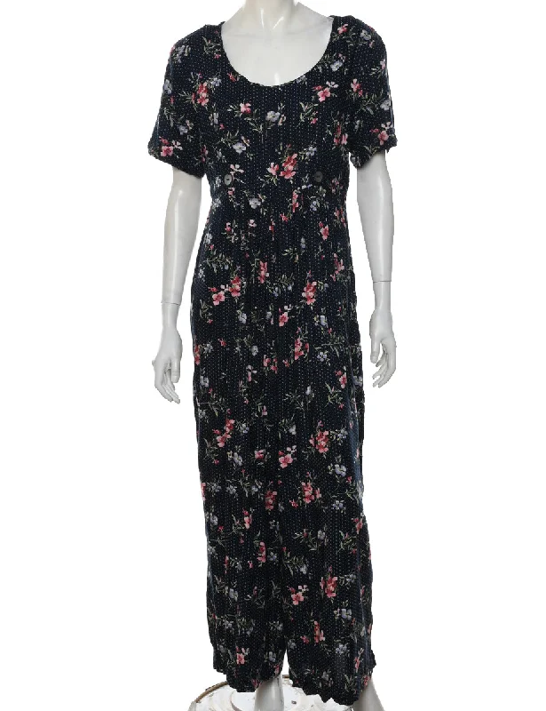 Final Sale insulated coatFloral Pattern Jumpsuit - L
