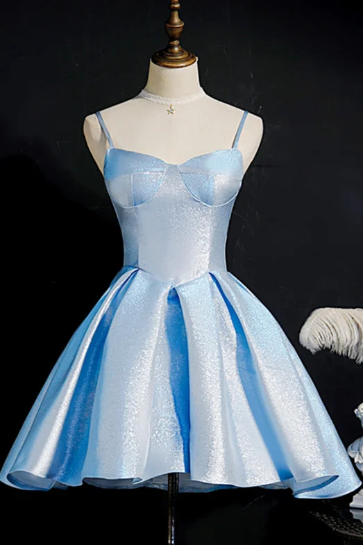 Special Savings sleek midi dressSky Blue Straps Pleated Homecoming Dress