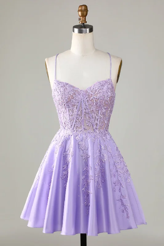 Stock Clearance cocktail dressPurple Corset A-Line Satin Short Homecoming Dress With Lace Y3066 Stock Clearance cocktail dressPurple Corset A-Line Satin Short Homecoming Dress With Lace Y3066
