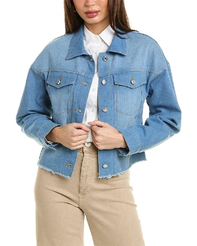 Lowest Price high-quality coatPascale La Mode Frayed Denim Jacket