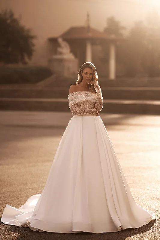 Massive Deals casual shift dressA line Off the Shoulder Long Sleeves Rustic Wedding Dress with Court Train QW0850 Massive Deals casual shift dressA line Off the Shoulder Long Sleeves Rustic Wedding Dress with Court Train QW0850