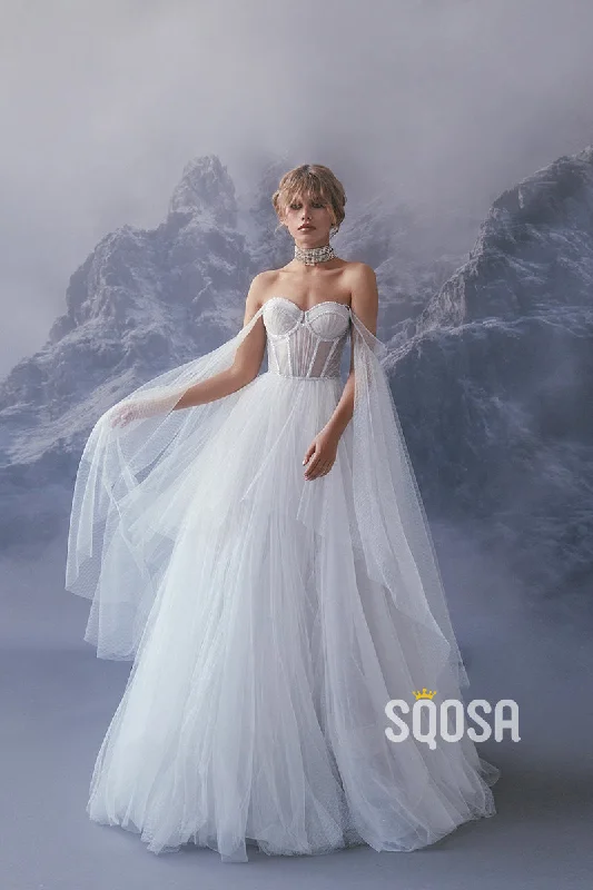 Bonus Savings casual summer dressA Line Sweetheart Beads Tulle Elegant Wedding Dress QW2408