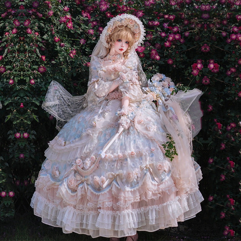 Fantastic Offers tiered dressCat Fairy~Rose Banquet~Wedding Lolita OP Dress Chiffon Princess Tea Party Dress