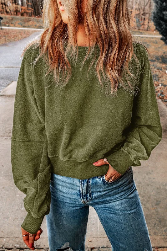 Holiday Sale casual workout hoodieRound Neck Open Back Sweatshirt