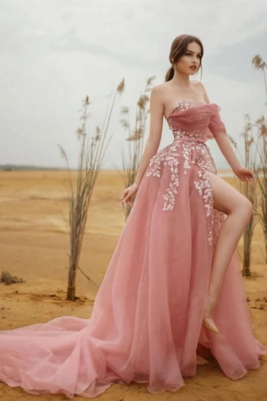 Special Buy Gorgeous Sweetehart Sequins Appliques Prom Dress Long With Slit GJS195