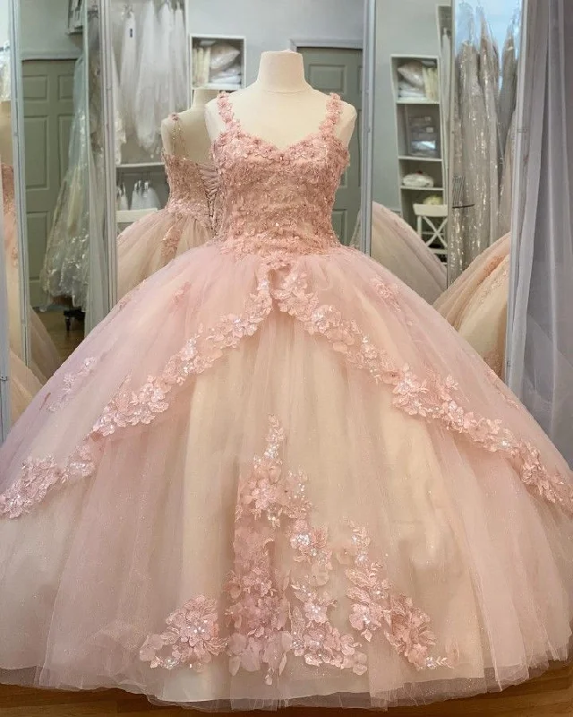 Members Only pleated maxi dressQuinceanera Sweet Tulle Ball Gown 16 Lace Pink Party Flower Sparkly Prom Dress Y3027