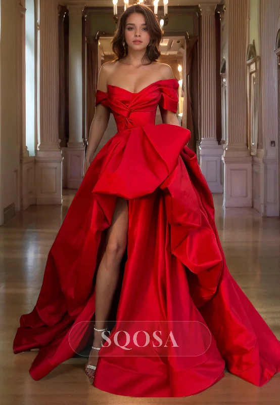 Price Meltdown casual knit dressSweetheart Strapless Satin Pleated Sleeveless High Slit Long A-Line Prom Dress