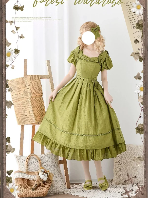 Savings Galore form-fitting dressForest Wardrobe~Forest Gallery~Country Lolita OP Dress Elegant Tencel Dress