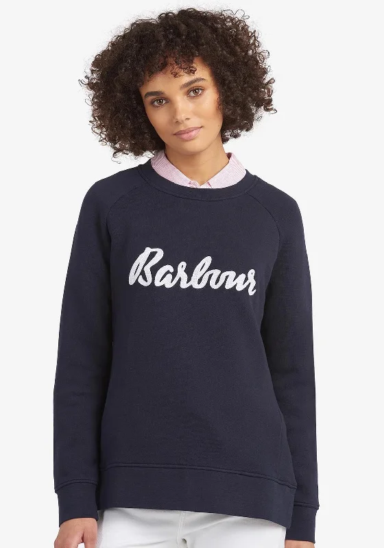 Clearance Event vintage hoodieBarbour Womens Otterburn Sweatshirt, Navy & White