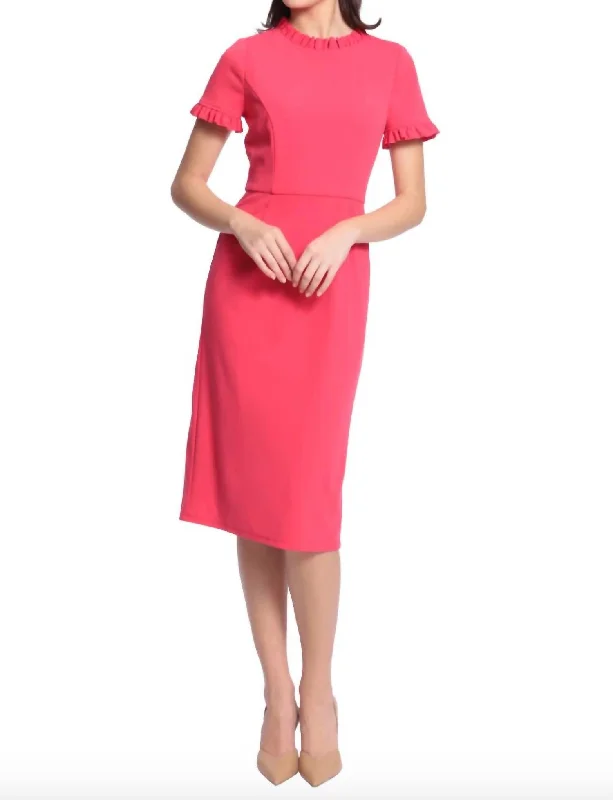 Daily Deals bohemian dressRuffle Collar Short Dress In Raspberry