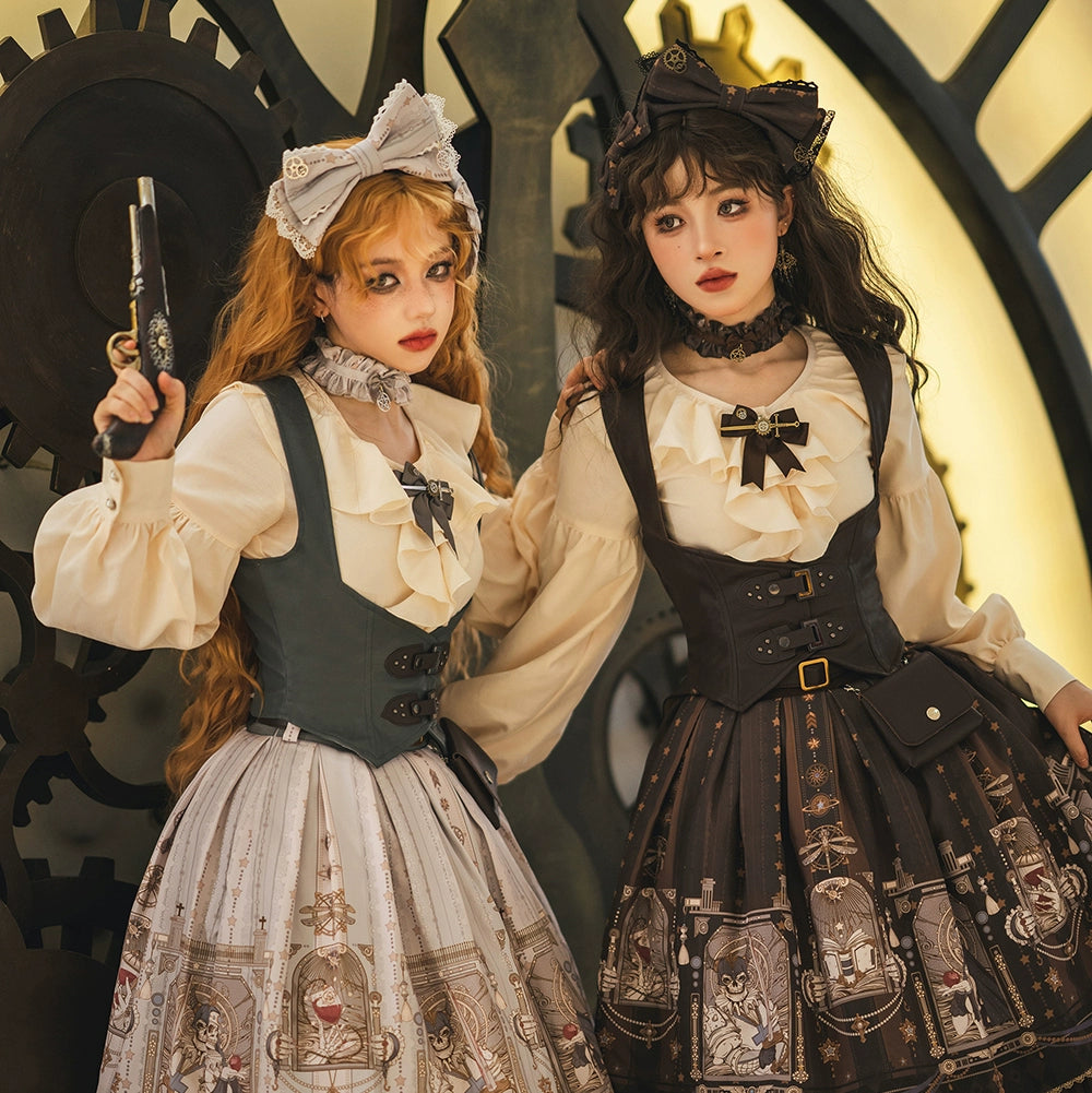 Inventory Reduction trendy wrap dress(BFM)Miss Point~Demon Hunting Notes~Gothic Lolita Cross Print Short Skirt